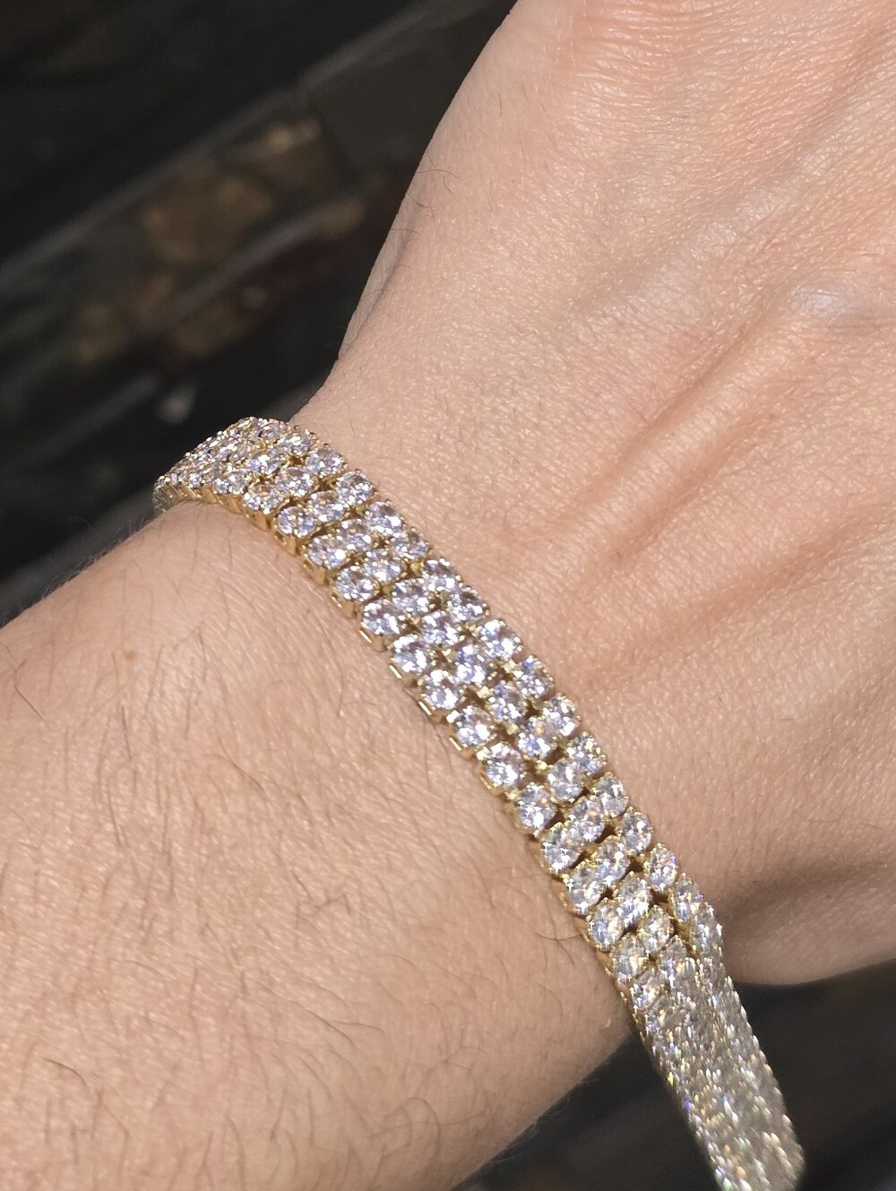 18k Yellow Gold Filled White Topaz Tennis Bracelet 7"